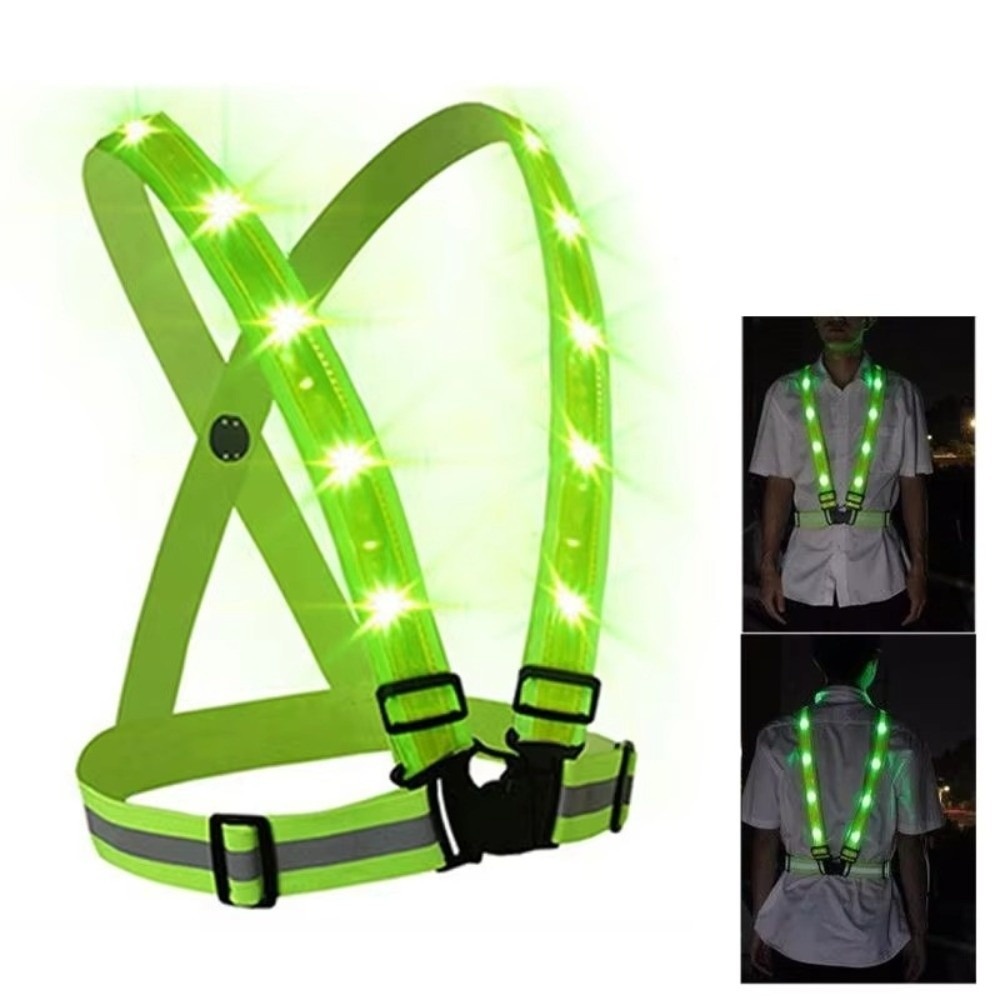 Reflective Cycling Vest - Nieuw polyester LED-veiligheidsvest met groen licht,
