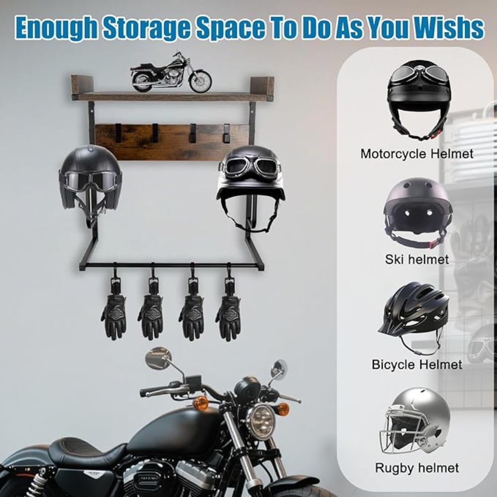 Motorhelmhouder met 4 handscho - Cycling Gear Wall Organizer recensie en prijs