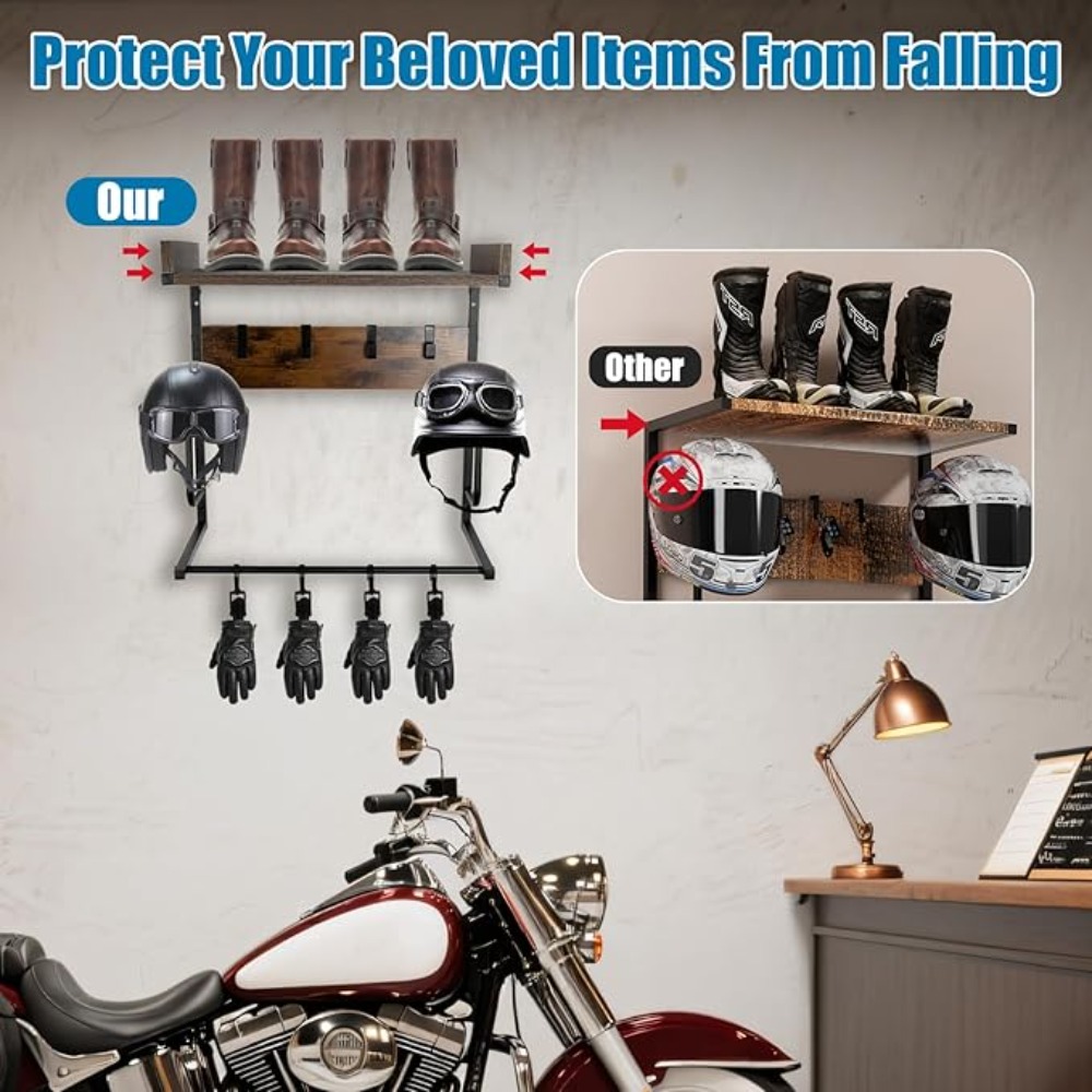 Motorhelmhouder met 4 handscho - Cycling Gear Wall Organizer recensie en prijs