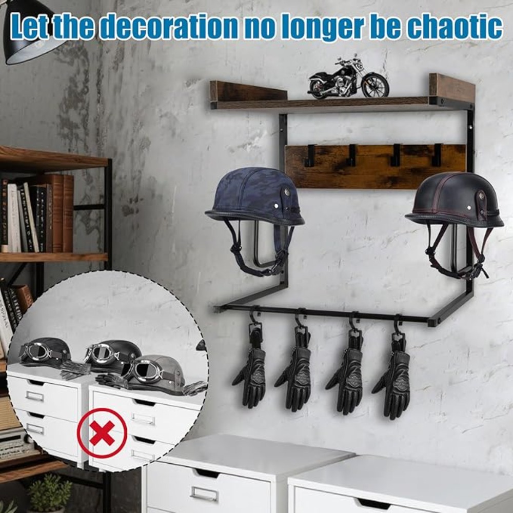 Motorhelmhouder met 4 handscho - Cycling Gear Wall Organizer recensie en prijs