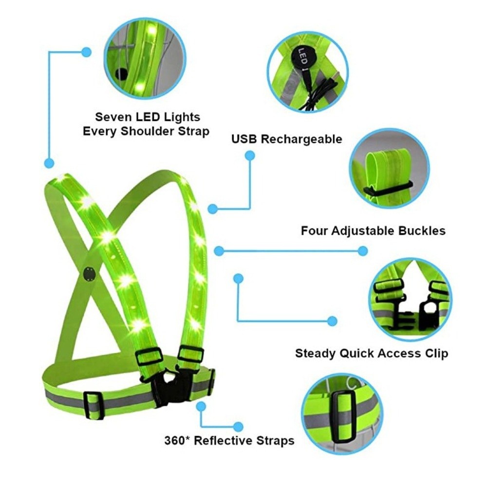 Nieuw polyester LED-veiligheid - Reflective Cycling Vest recensie en prijs
